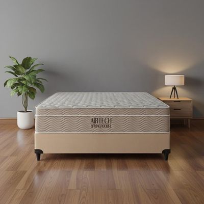 Cama Box E Colchão Airtech Springpocket – Queen Size(158x198) - Ortobom