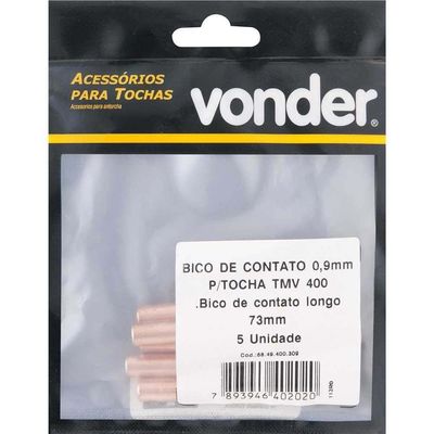 Bico De Contato 0,9 Mm X 73 Mm, Para Tocha Tmv 400, Vonder