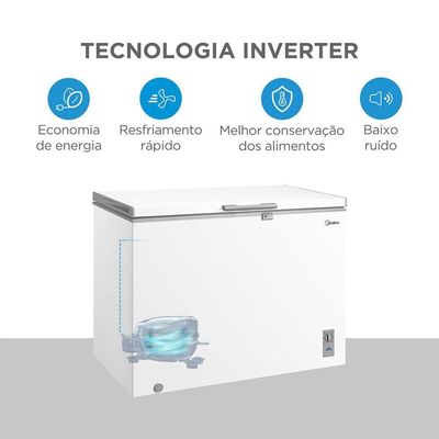 Freezer Horizontal 293L Inverter Bivolt Branco Midea MDRC411FZD013 Bivolt