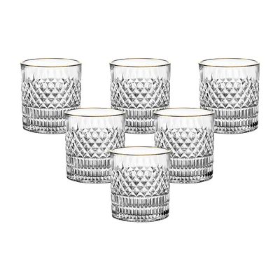 Jogo de Copos Baixos L`Hermitage Esplanada 310ml com Borda Dourada em Cristal Ecológico - 6 Peças