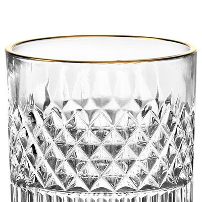 Jogo de Copos Baixos L`Hermitage Esplanada 310ml com Borda Dourada em Cristal Ecológico - 6 Peças