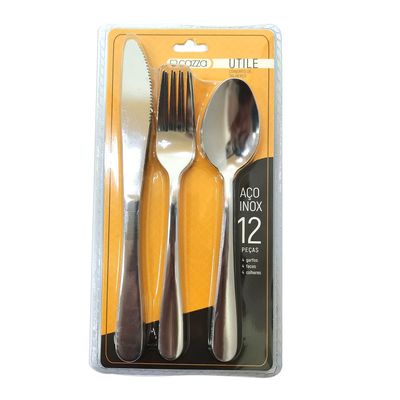Faqueiro Cazza Colorê em Inox com Cabo Preto 12 Peças UNICA