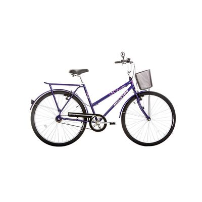 Bicicleta Houston Ônix Vb Aro 26 com Bagageiro Violeta com Cesta UNICA