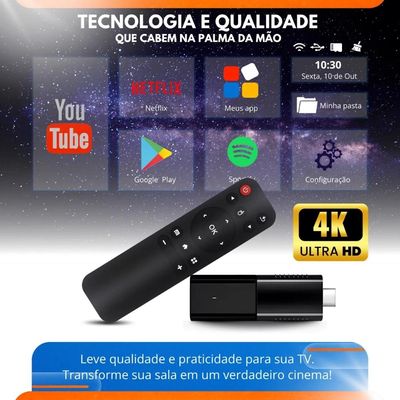 Smart TV Stick Android 4K Para Televisão Com Controle Remoto Wi-Fi HDMI