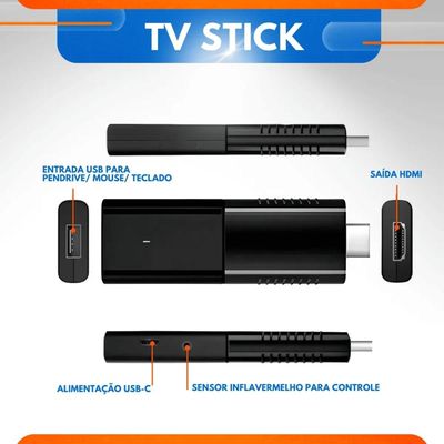 Smart TV Stick Android 4K Para Televisão Com Controle Remoto Wi-Fi HDMI