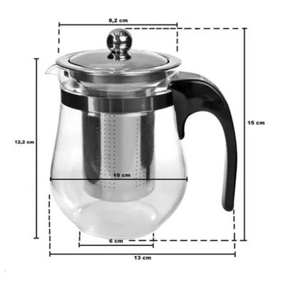 Bule De Vidro 500 Ml Com Coador Inox Chaleira Para Chá Café