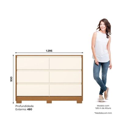 Cômoda 6 Gavetas Layla Casa 812 Cinamomo Com Off White