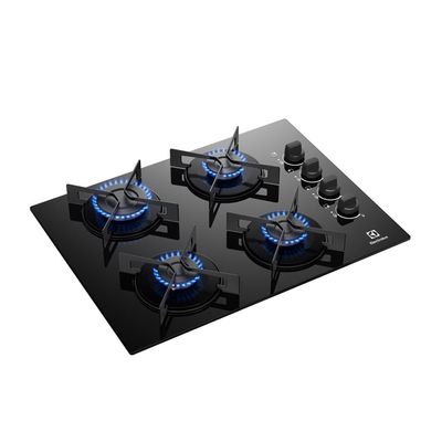 Cooktop 4 Bocas a Gás Electrolux Mesa de Vidro Efficient Grade de Aço Fosco (KE4GR) Bivolt