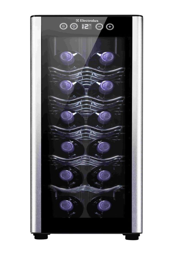 Adega de Vinho Climatizada Electrolux 12 garrafas Uma Porta Acabamento em Alumínio (ACB12) Bivolt