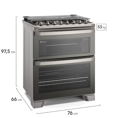 Fogão 5 bocas Electrolux Cinza Experience 2 Fornos, PerfectCook360 e Tripla Chama (FE5DC) 127V