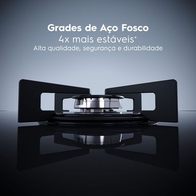 Cooktop 5 Bocas a Gás Electrolux Mesa de Vidro Efficient Grade de Aço Fosco (KE5GR) Bivolt