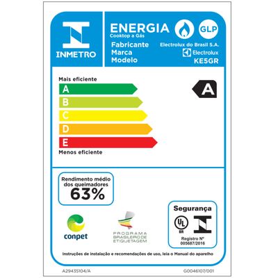 Cooktop 5 Bocas a Gás Electrolux Mesa de Vidro Efficient Grade de Aço Fosco (KE5GR) Bivolt