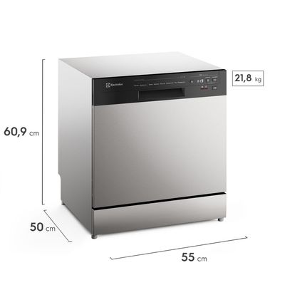 Lava-Louça Electrolux 8 Serviços Inox com Programa Lava & Seca 50 min (LS08E) 127V