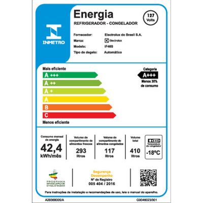 Geladeira Electrolux Frost Free Inverter 410L Efficient com AutoSense Inox Look (IF46S) 127V