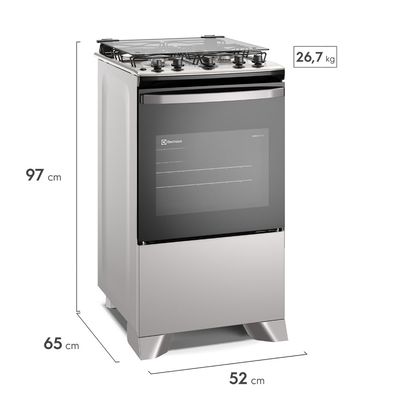 Fogão 4 bocas Electrolux Cinza Efficient Mesa Inox, PerfectCook e VaporBake® (FE4IG) Bivolt