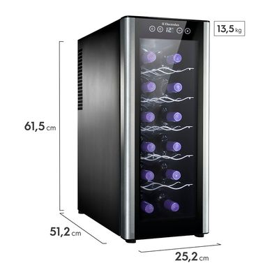 Adega de Vinho Climatizada Electrolux 12 garrafas Uma Porta Acabamento em Alumínio (ACB12) Bivolt
