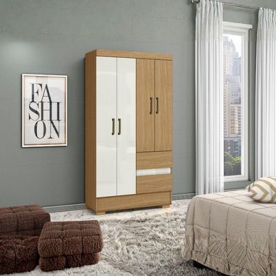 Guarda Roupa Solteiro Coimbra 4 Portas 100 Cm Atacama Off White Armoveis