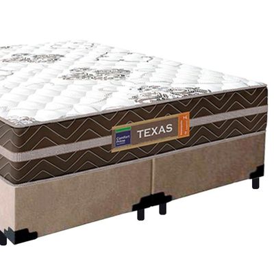 Cama Box Casal Bipartido Suede + Colchão Molas Ensacadas Texas Colchões 138x188x64cm Bege