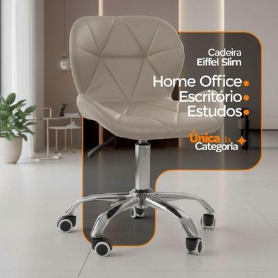 Kit 02 Cadeiras Office Eiffel Slim Ajustável Oficial Bege