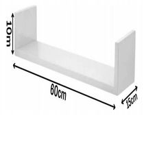 Kit 03 Prateleiras U 60cm Decoração Porta Livros Sala Branco Branco