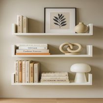 Kit 03 Prateleiras U 60cm Decoração Porta Livros Sala Branco Branco