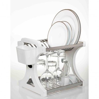 Escorredor 12 Pratos Inox Tipo Alto Lateral Em Pp Branco