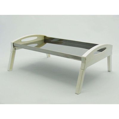Bandeja Café Em Inox E Lateral 50x25cm Branca Domum