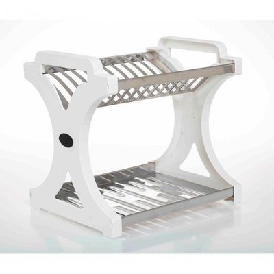 Escorredor 12 Pratos Inox Tipo Alto Lateral Em Pp Branco
