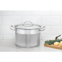 Caldeirão Tramontina Professional 28cm 11,9l Em Aço Inox F. Triplo Tampa Plana Satinado 62625280