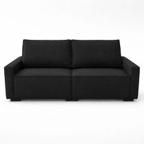 Sofá 2 Metros Contemporâneo Sala Estar Luxo Moderno Suede preto