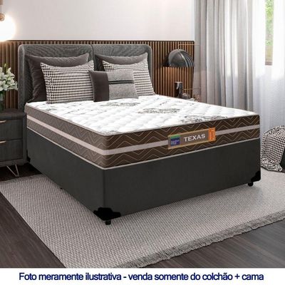 Cama Box Casal Sintético + Colchão Molas Ensacadas Texas Prime Colchões 138x188x64cm Cor:cinza