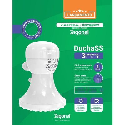 Ducha Elétrica 5200 Watts 220 Volts 3 Temperaturas Dss3t52220br11 Zagonel Ducha 5200w 220v Ss 3