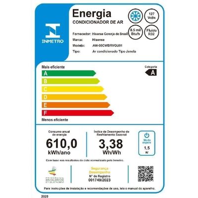 Ar Condicionado Inverter De Janela Eletrônico Hisense Wi-fi 8.000 Btus Frio AW-08TWBRBFU00 110V