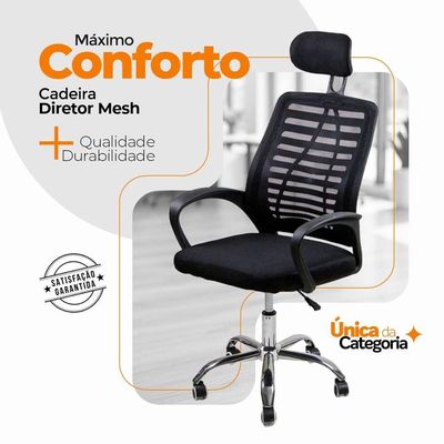 Kit 2 Cadeiras Escritório Oficial Diretor Tela Mesh Encosto
