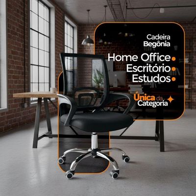 Kit 4 Cadeiras Escritório Oficial Begônia Ergonômica Preto