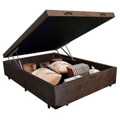 Cama Box Baú Casal Suede Mega Cama 138x188x45 Marrom