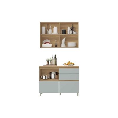Cozinha Modulada Nesher Rainha 2 Peças (1aéreo+1balcão) C2p44 Branca-nature-nesher