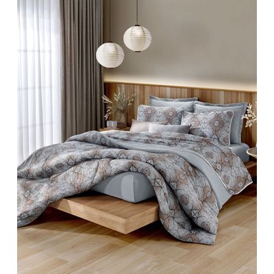 Edredom Queen Estampado Vivaldi Cinza UN / Cinza