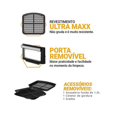 Fritadeira Elétrica Air Fryer Philco Oven PAF11B 11L Porta Removível - Preta Preto / 110