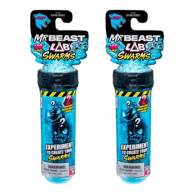 Kit 2 Tubo de Ensaio com 2 Mini Bonecos Swarms MrBeast Lab