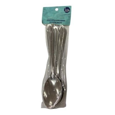 Conjunto 6 Colheres Mesa Aço Inox Talheres Refeição Resistente