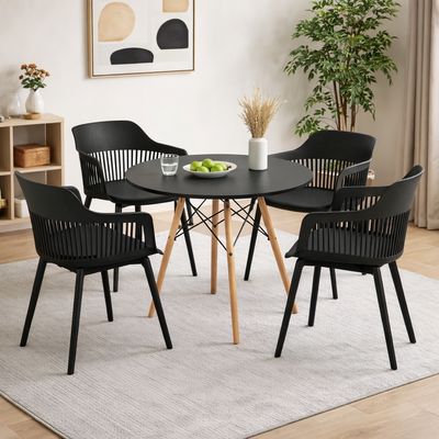 Conjunto de Jantar Mesa Eiffel 90cm+4 Cadeiras Marcela Preta