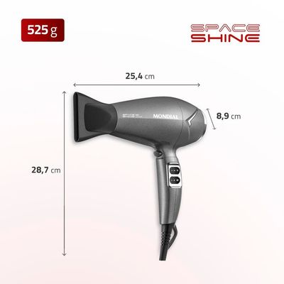 Secador de Cabelos Mondial Space Shine SC-20 2000W – Cinza Grafite / 110