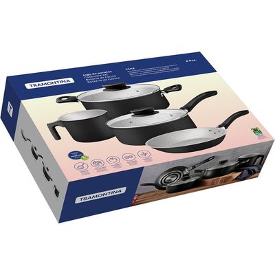 Conjunto de Panelas Tramontina Linz 4 Peças, Preto - 28299/004 Preto