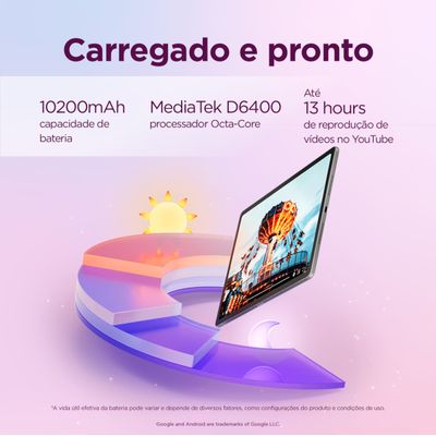 Tablet Lenovo Idea Tab Plus 12.1 Android 15 256GB ZAG70941BR MediaTek D6400 Wi-Fi 13MP Caneta Capa Protetora Luna Grey