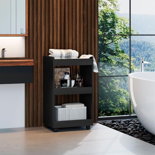 Esmalteira Balcão Para Organizar Multiuso Modelo Jade Para Casa Preto