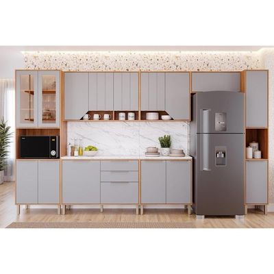Armário Aéreo Cozinha Modulado Celeste C/ 2 Portas 120cm Cinamomo/off White - Mgm