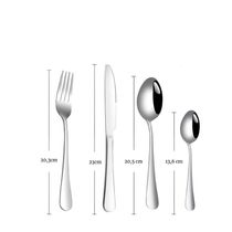 Faqueiro De Aço Inox Conjunto 24 Peças Prateado Liso - Acabamento Polido E Design Atemporal