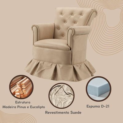Poltrona Amamentação Aconchego Confortável Descanso Quarto Bebê Suede Cor:suede Cinza