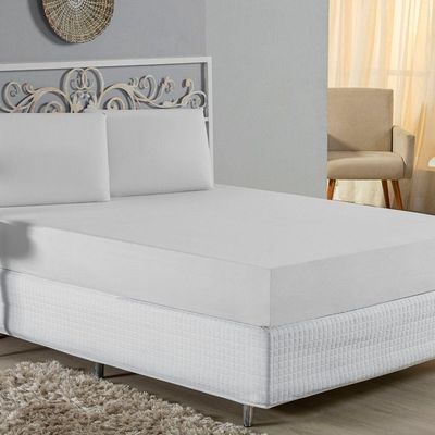 Jogo De Cama Casal Viúva Nobre 3 Peças Malha 100% Algodão - Branco